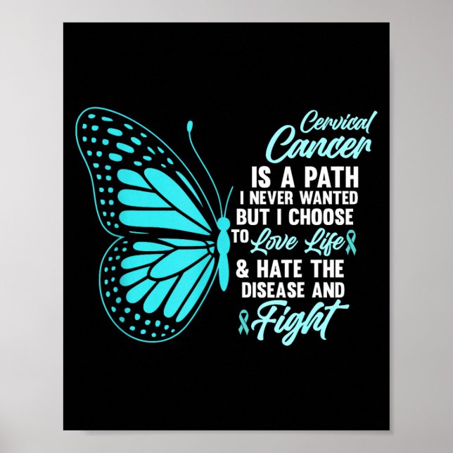 Cervical Cancer Awareness Butterfly Quote Suprt  Poster (Framsidan)