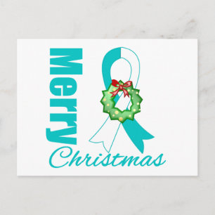 Cervical Cancer Awareness God jul Ribbon Helg Vykort