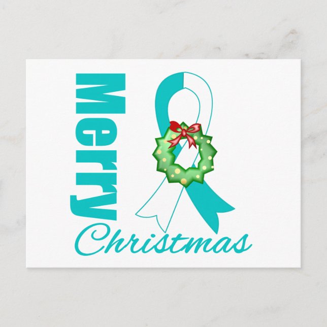 Cervical Cancer Awareness God jul Ribbon Helg Vykort (Framsida)