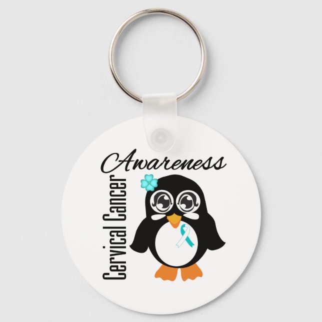 Cervical Cancer Awareness Penguin Nyckelring (Framsida)