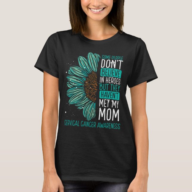 Cervical Cancer Awareness Ribbon Mom Warrior T Shirt (Framsida)