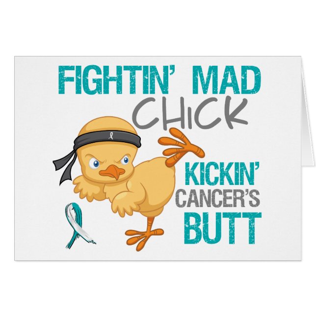 Cervical cancer för Fightin chick Hälsningskort (Framsidan Horizontal)