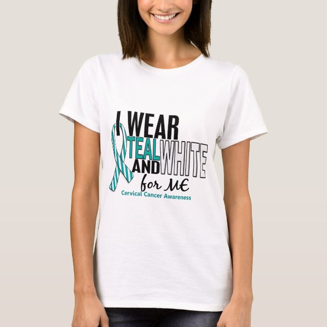 CERVICAL CANCER ha på sig jag krickan & vit för T-shirt (Framsida)