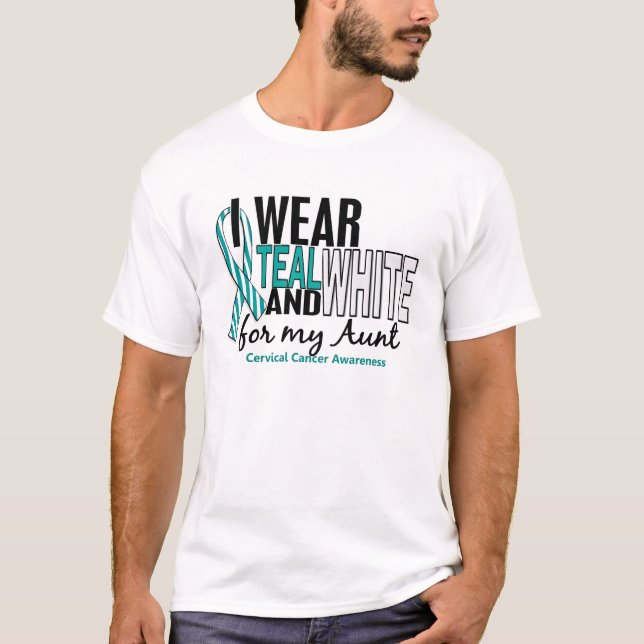 CERVICAL CANCER ha på sig jag krickan & vit för T-shirt (Framsida)