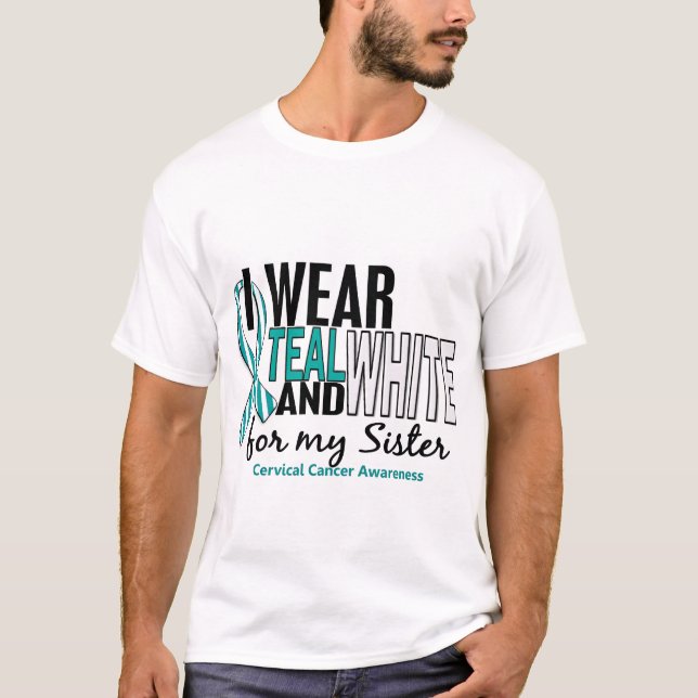 CERVICAL CANCER ha på sig jag krickan & vit för T-shirt (Framsida)
