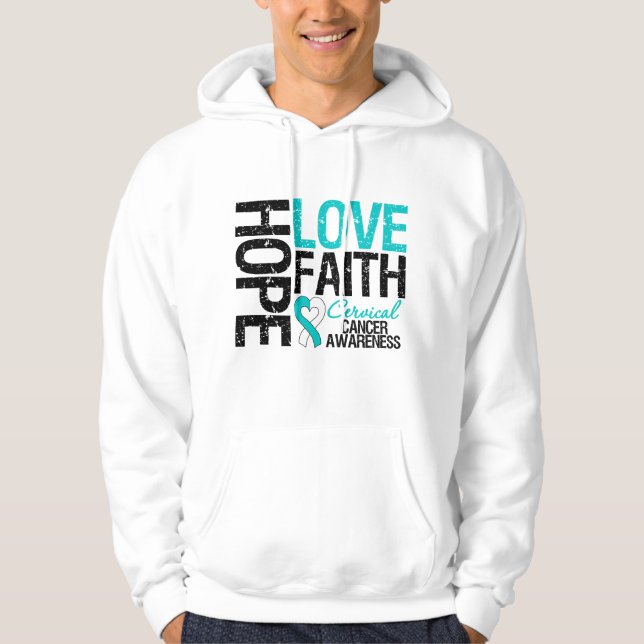 Cervical Cancer Hope Kärlek Faith Sweatshirt Med Luva (Framsida)