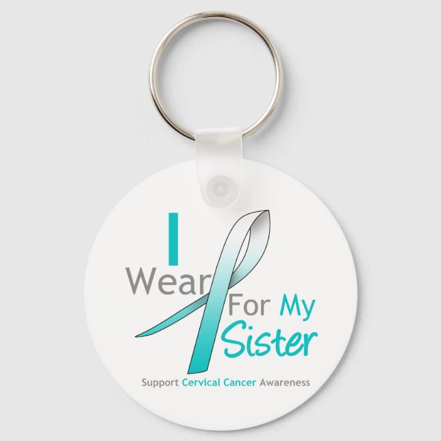 Cervical Cancer I Bära Teal & White Sister Nyckelring (Framsida)