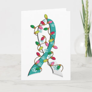 Cervical Cancer jul Ljus Ribbon Helgkort