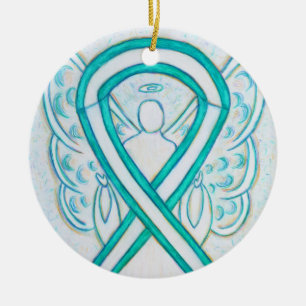Cervical Cancer Ribbon Angel Anpassningsbar Art Or Julgransprydnad Keramik