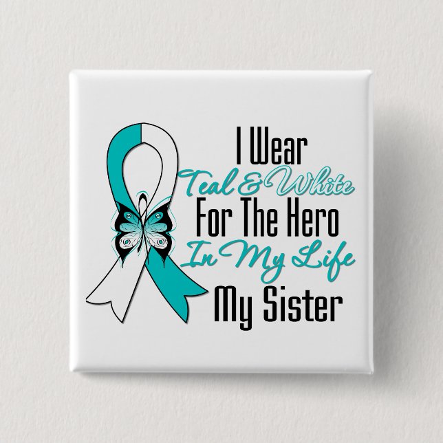Cervical Cancer Ribbon My Hero Min syster Knapp (Framsida)