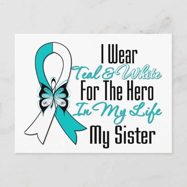 Cervical Cancer Ribbon My Hero Min syster Vykort (Framsida)