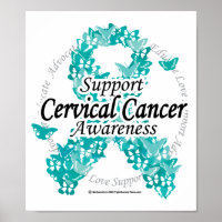 Cervical Cancer Ribbon of Butterflies