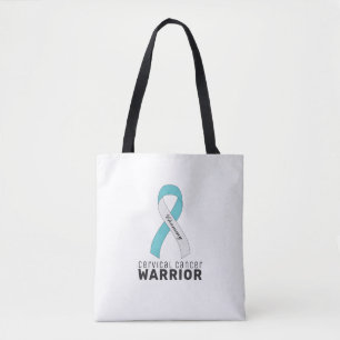Cervical Cancer Ribbon White Tote Bag Tygkasse