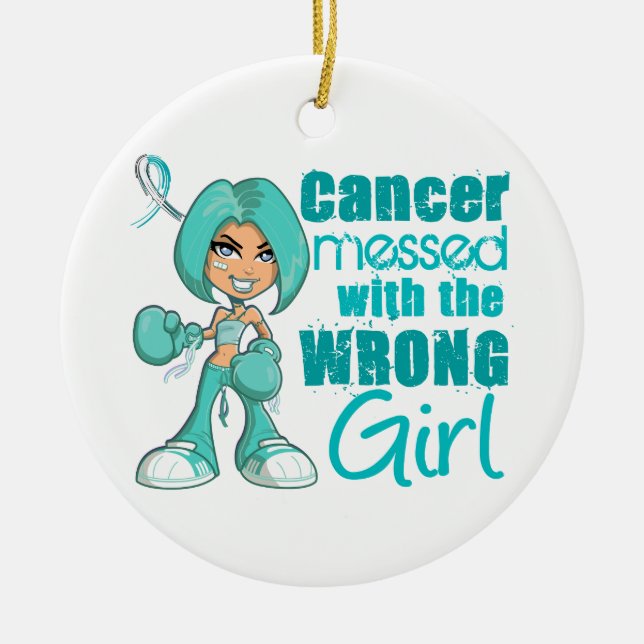 Cervical cancer röra med den fla flickan julgransprydnad keramik (Framsidan)