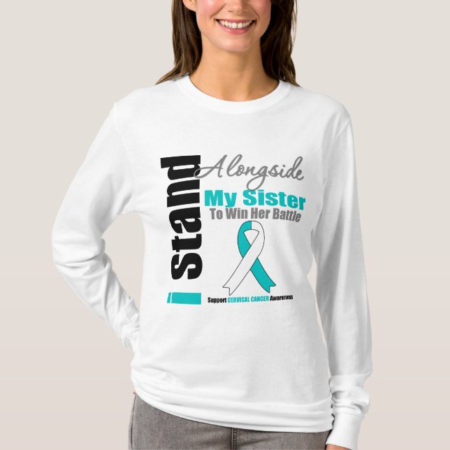 Cervical cancer står jag tillsammans med min tee shirt (Framsida)