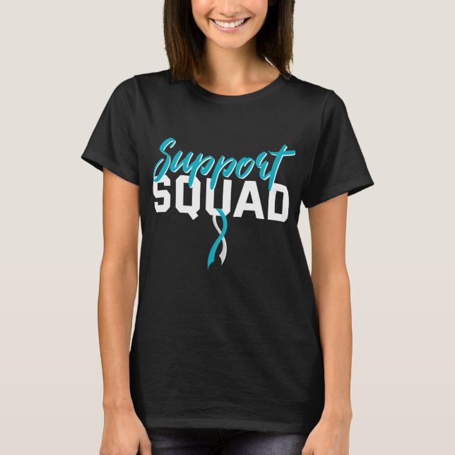 Cervical Cancer Support Squad Cervical Ribbon  T Shirt (Framsida)