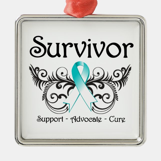 Cervical Cancer Survivor Blommigt Deco Julgransprydnad Metall (Framsidan)