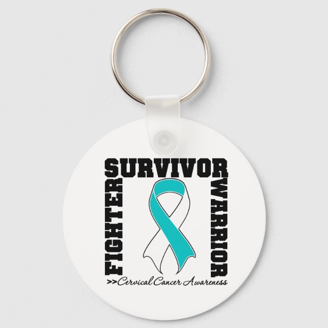 Cervical Cancer Survivor Fighter Warrior Nyckelring (Framsida)