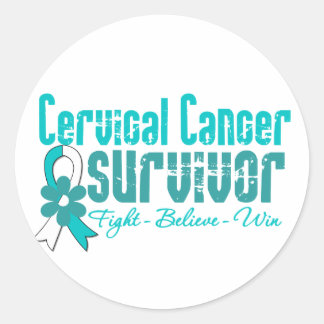 Cervical Cancer Survivor Flower Ribbon Runt Klistermärke