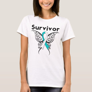 Cervical Cancer Survivor Tribal Butterfly T-shirt