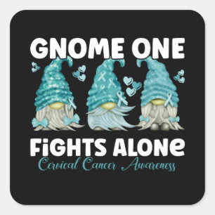Cervical Cancer Teal Ribbon Gnome Fyrkantigt Klistermärke
