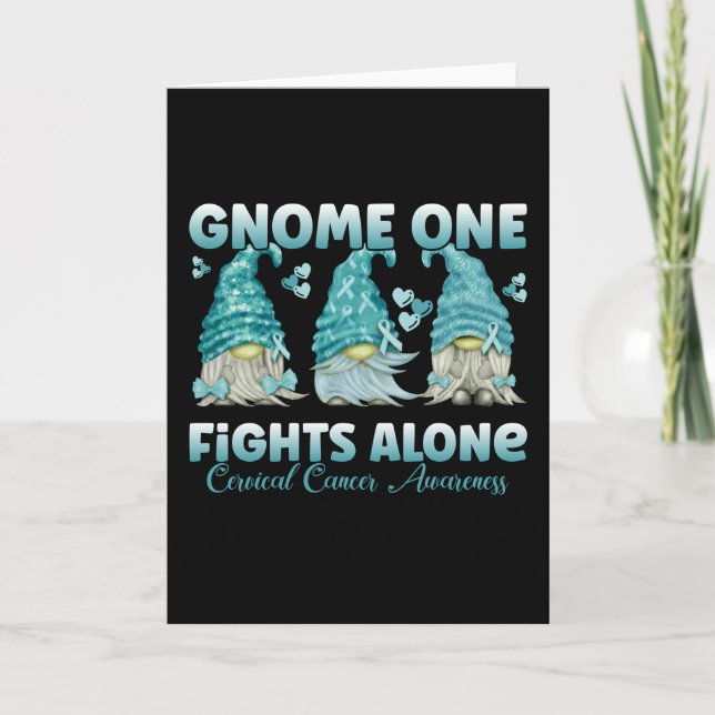 Cervical Cancer Teal Ribbon Gnome Kort (Framsida)