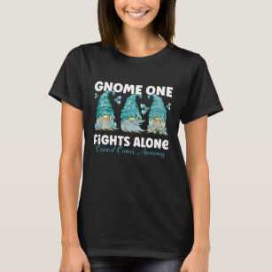 Cervical Cancer Teal Ribbon Gnome T Shirt