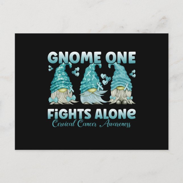 Cervical Cancer Teal Ribbon Gnome Vykort (Framsida)