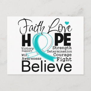 Cervical Cancer Typografiska Faith Kärlek Hope Vykort