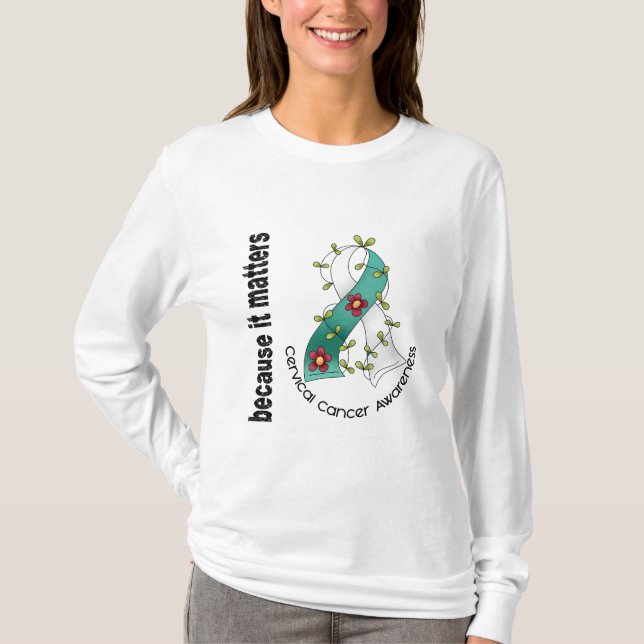 Cervical cancerblommaband 3 t shirt (Framsida)