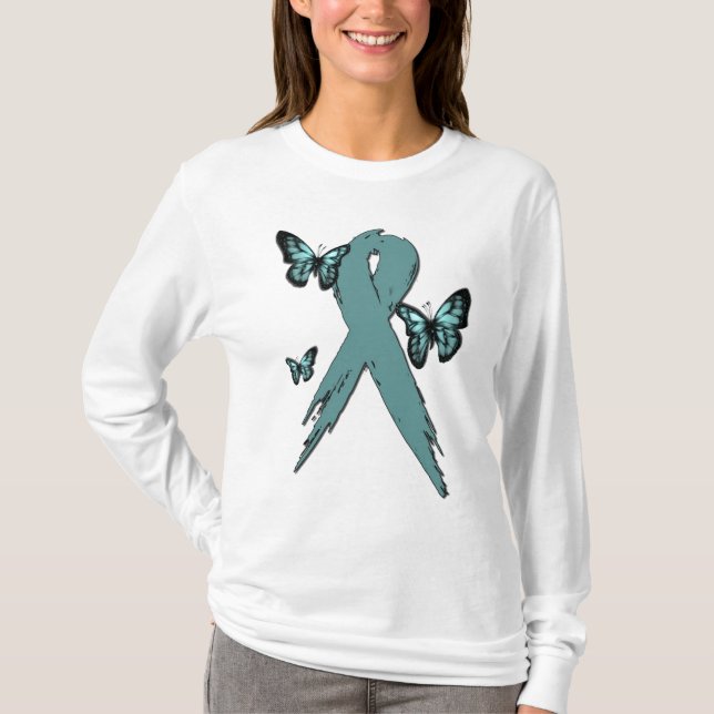 Cervical cancermedvetenhetband t shirt (Framsida)