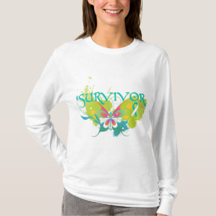 Cervical canceröverlevande för abstrakt fjäril t shirt