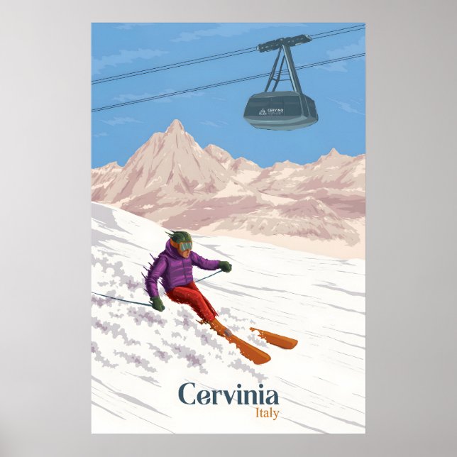Cervinia Italien Skidort Resaaffisch Poster (Framsidan)