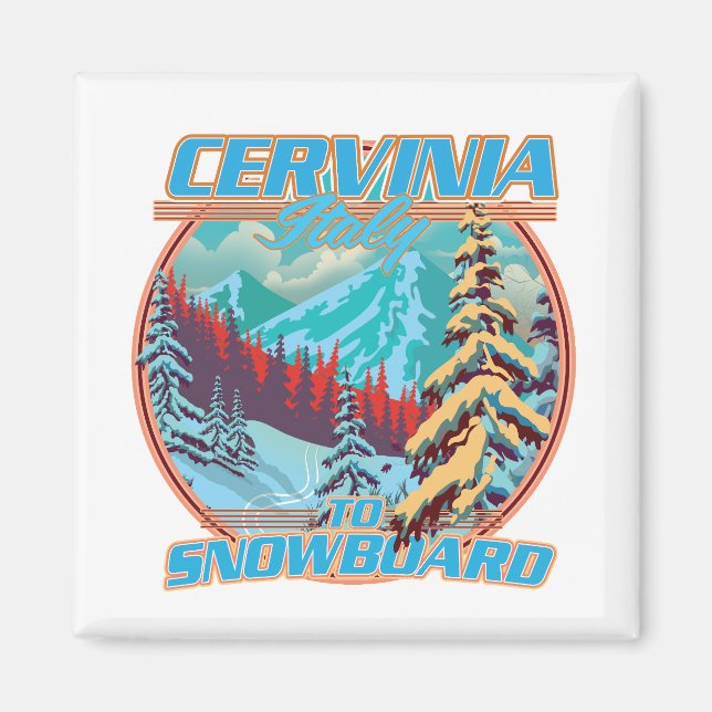Cervinia italien Snowboard logotyp Magnet (Framsidan)