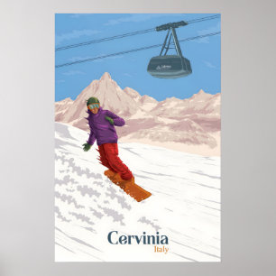 Cervinia Italien Snowboard Resaaffisch Poster