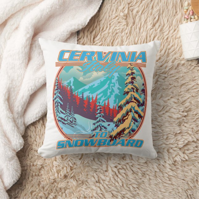 Cervinia italy Snowboard logotyp Kudde (Filt)