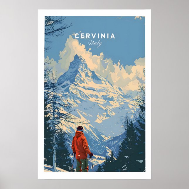 Cervinia skidtryck - Italien 1 Poster (Framsidan)