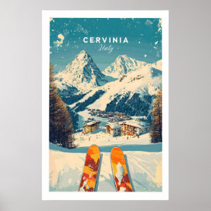Cervinia Väggkonst Skidtryck Italien 1