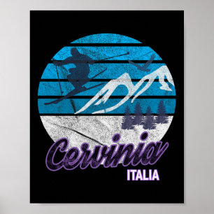 Cervinia Valle d'aosta Italien Ski Resort Snowboar Poster