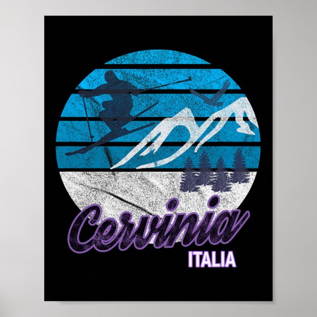 Cervinia Valle d'aosta Italien Ski Resort Snowboar Poster (Framsidan)