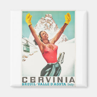 Cervinia vintage affisch magnet