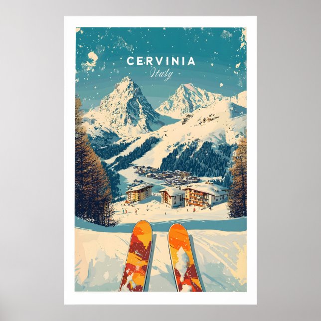 Cervinia Wall Art Ski Print Italy 1 Poster (Framsidan)