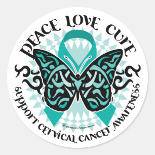 Cervix Cancer Butterfly Tribal 2 Runt Klistermärke