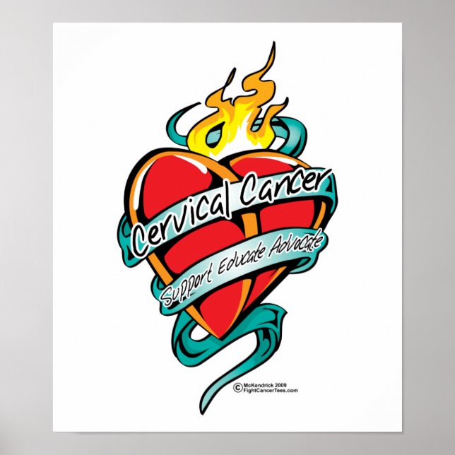 Cervix Cancer Tattoo Heart Poster (Framsidan)
