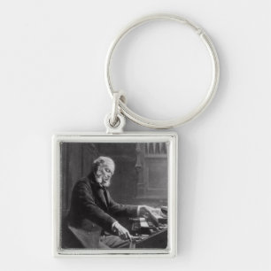 Cesar Franck på trösta av organ Fyrkantig Silverfärgad Nyckelring