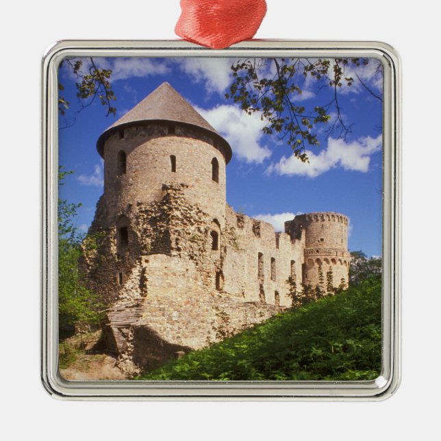 Cesis slott i centrala Lettland. Julgransprydnad Metall (Framsidan)