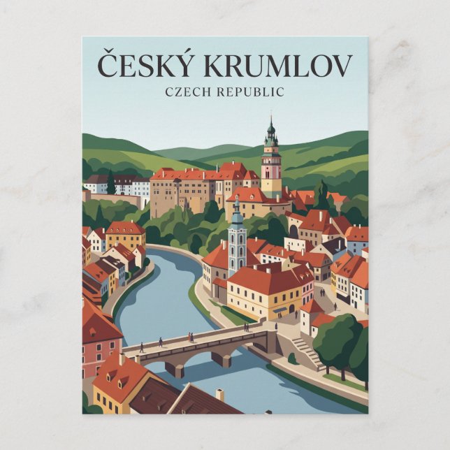 Český Krumlov Gamla Stan Českien Vykort (Framsida)