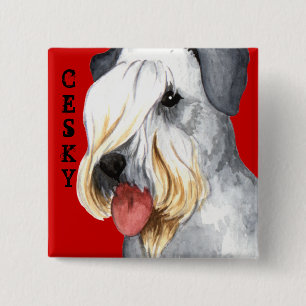Cesky Terrier Färg Block Knapp
