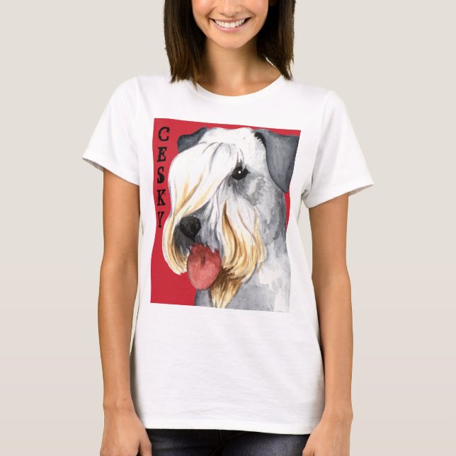 Cesky Terrier Färg Block T-shirt (Framsida)