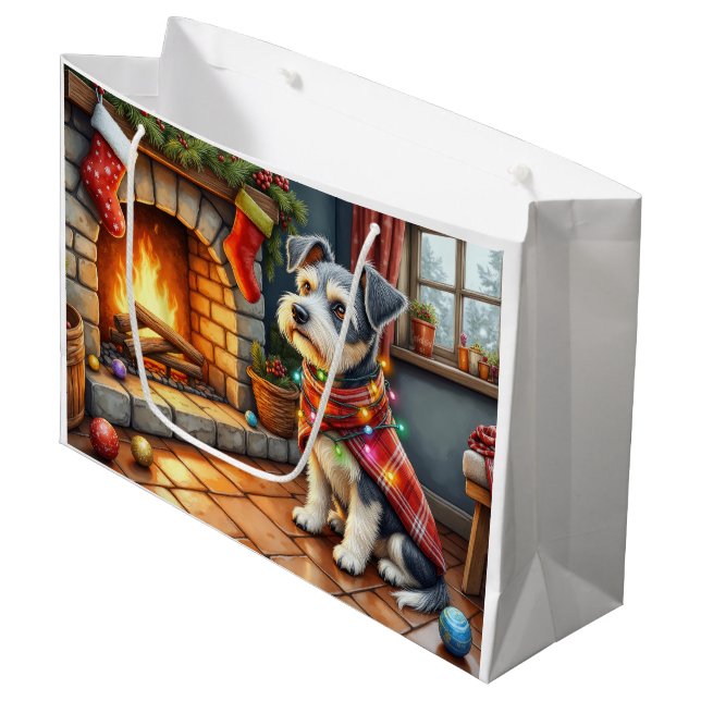 Cesky Terrier Fireplace with Christmas Lights (Framsidan Vinklad)